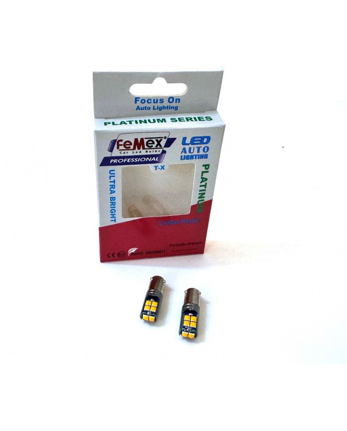 FEMEX Platinum H21W BAY9S 10 Smd Turuncu 3030 Chip Led Ampul Aktif Canbus