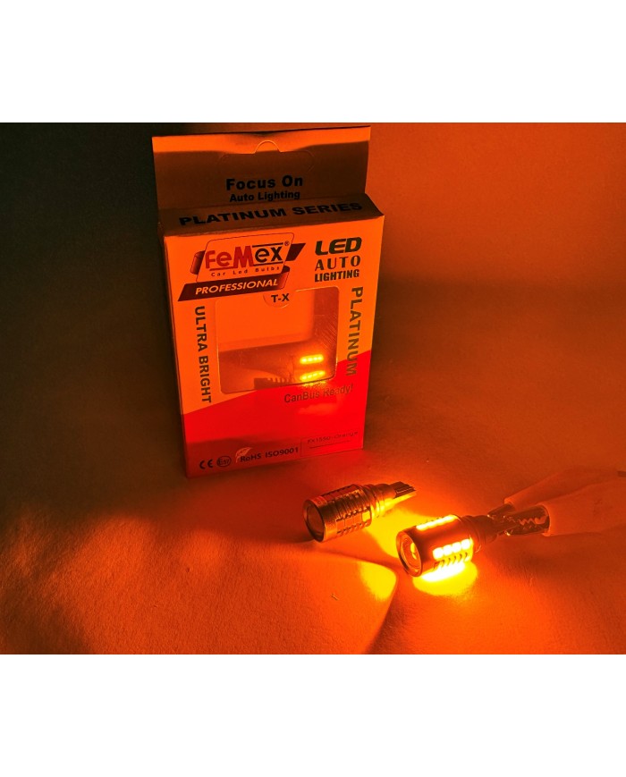 FEMEX Platinum Mercekli Turuncu T15 W16W 3035 Chip 18smd  10W Led Ampul FEEMX