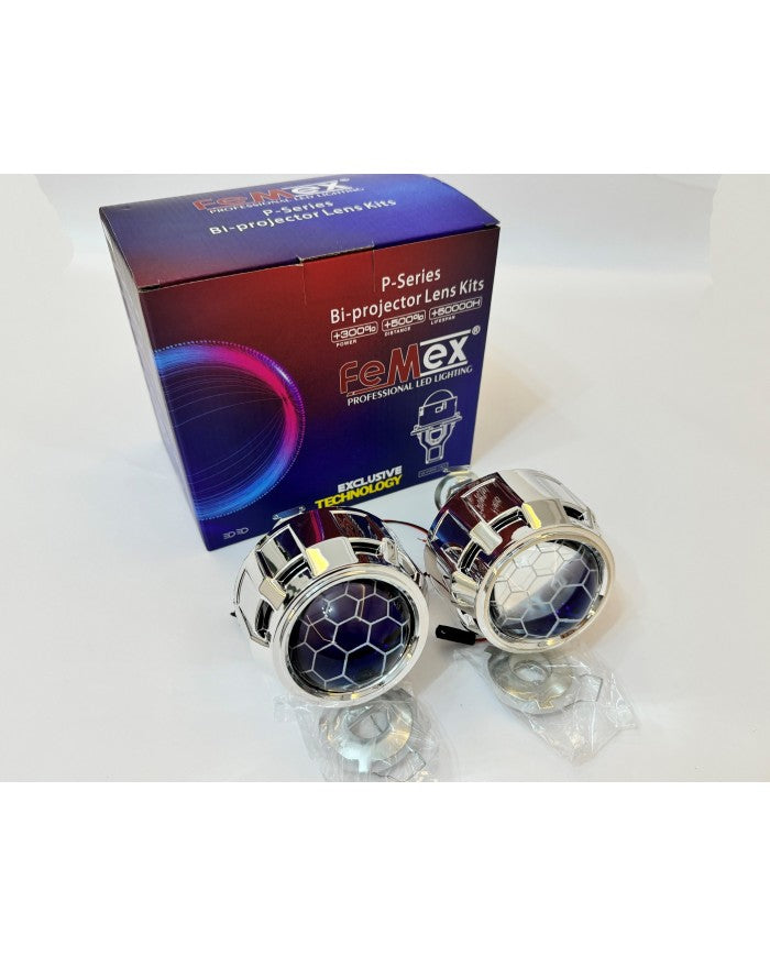 Femex Bi-Xenon Bal Petek Desenli Kırmızı Renk Far İçi Mercek 2,5 Inc Far Merceği Led Xenon Uyumlu