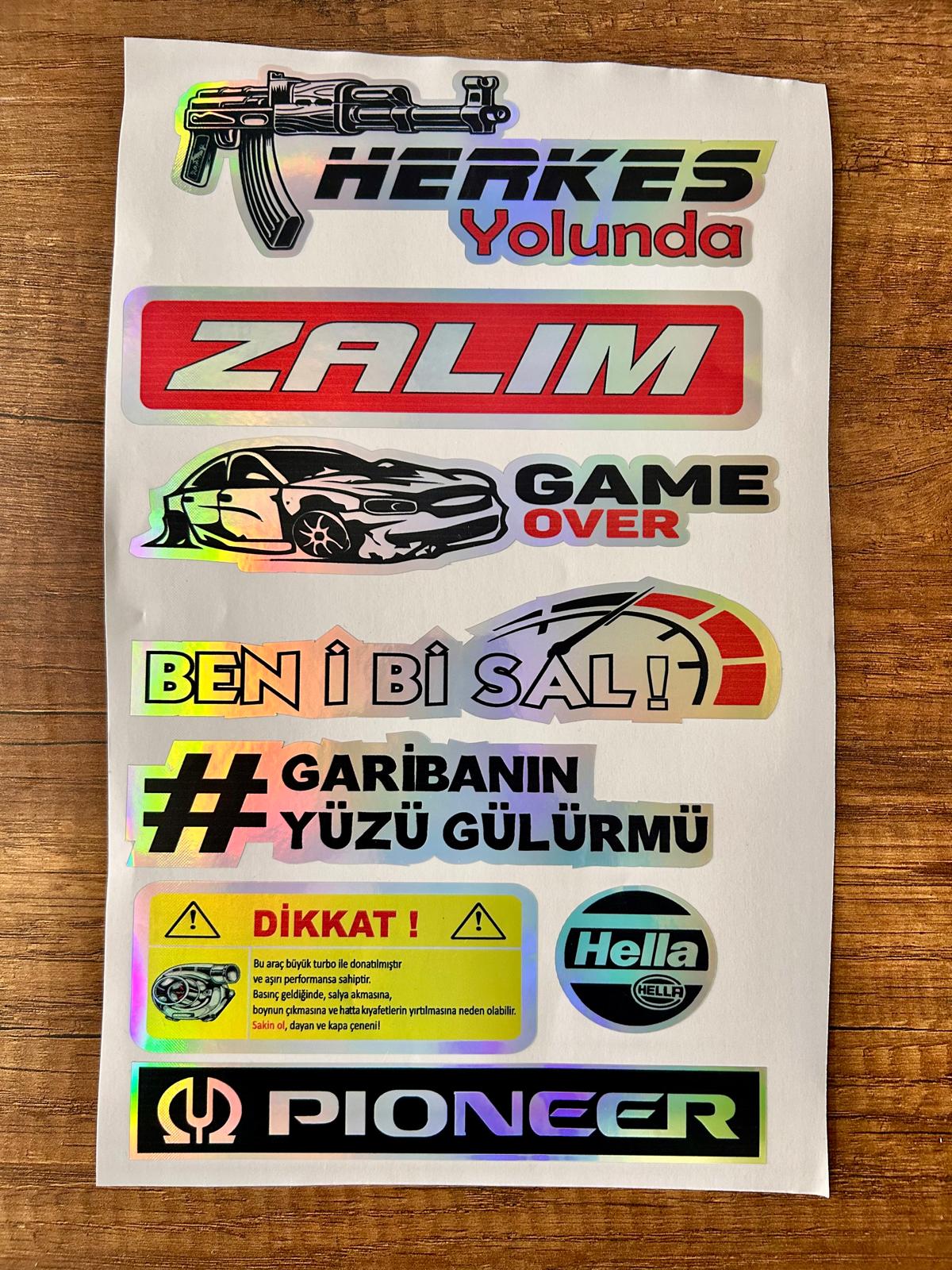 Araç Arka Cam Yazısı Hologramlı Yan kapı, Yan Cam Stickerı