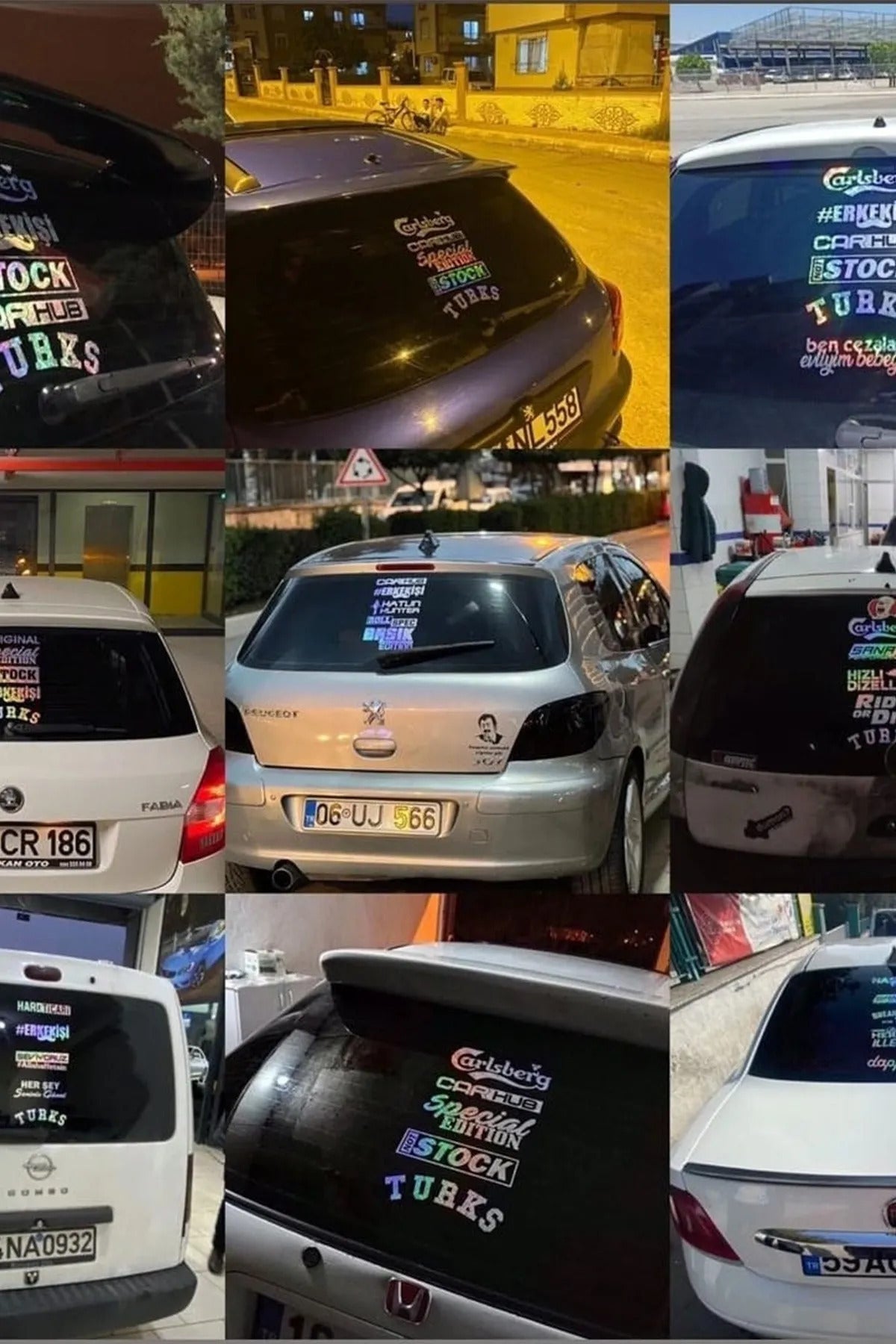 Araç Arka Cam Yazısı Hologramlı Yan kapı, Yan Cam Stickerı Turkısh Aırlınes