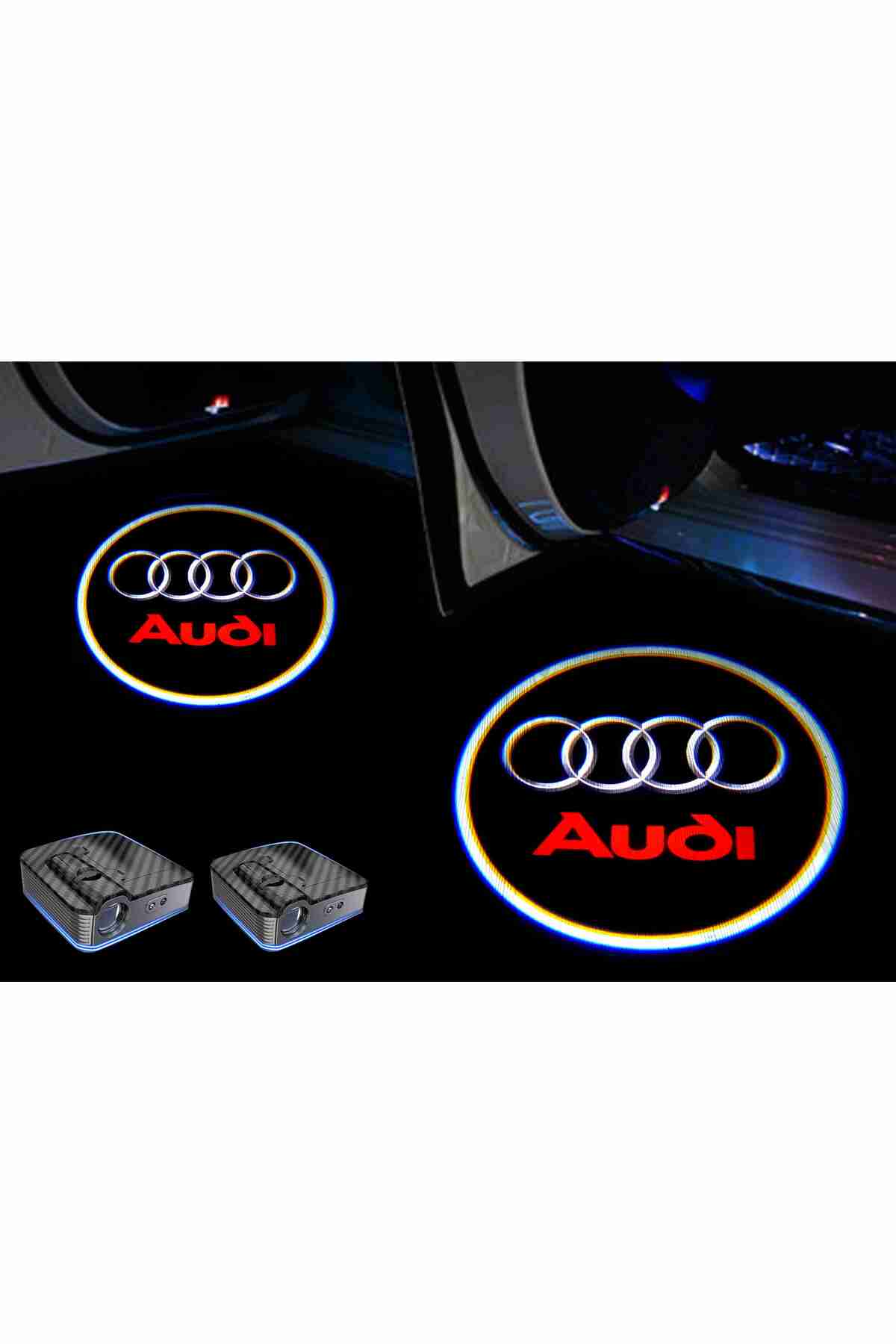 Audi Araçlar Için Pilli Yapıştırmalı Kapı Altı Led Logo