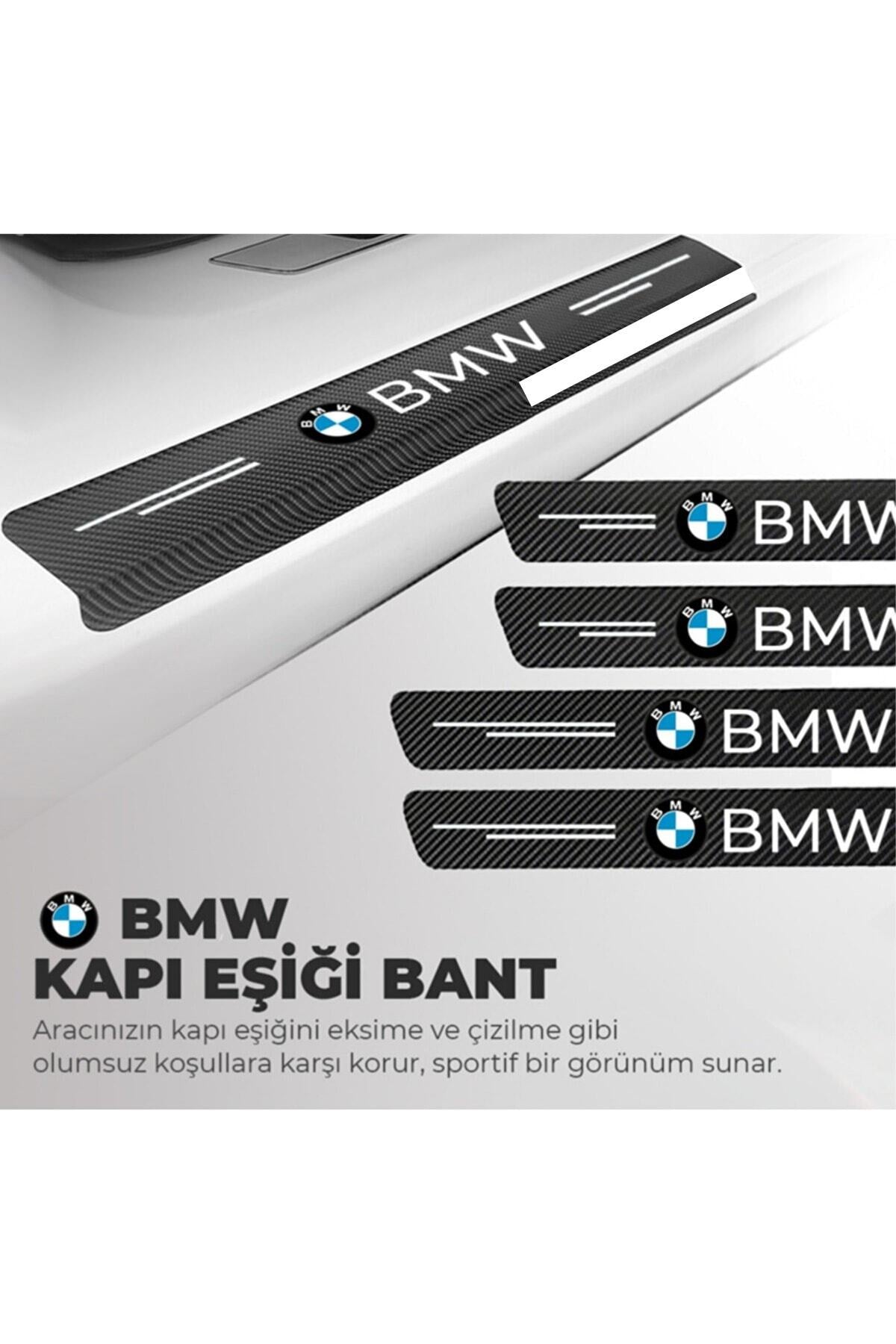 Bmw Logolu Karbon Kapı Eşiği Koruyucu Bant Folyo 4'lü Set
