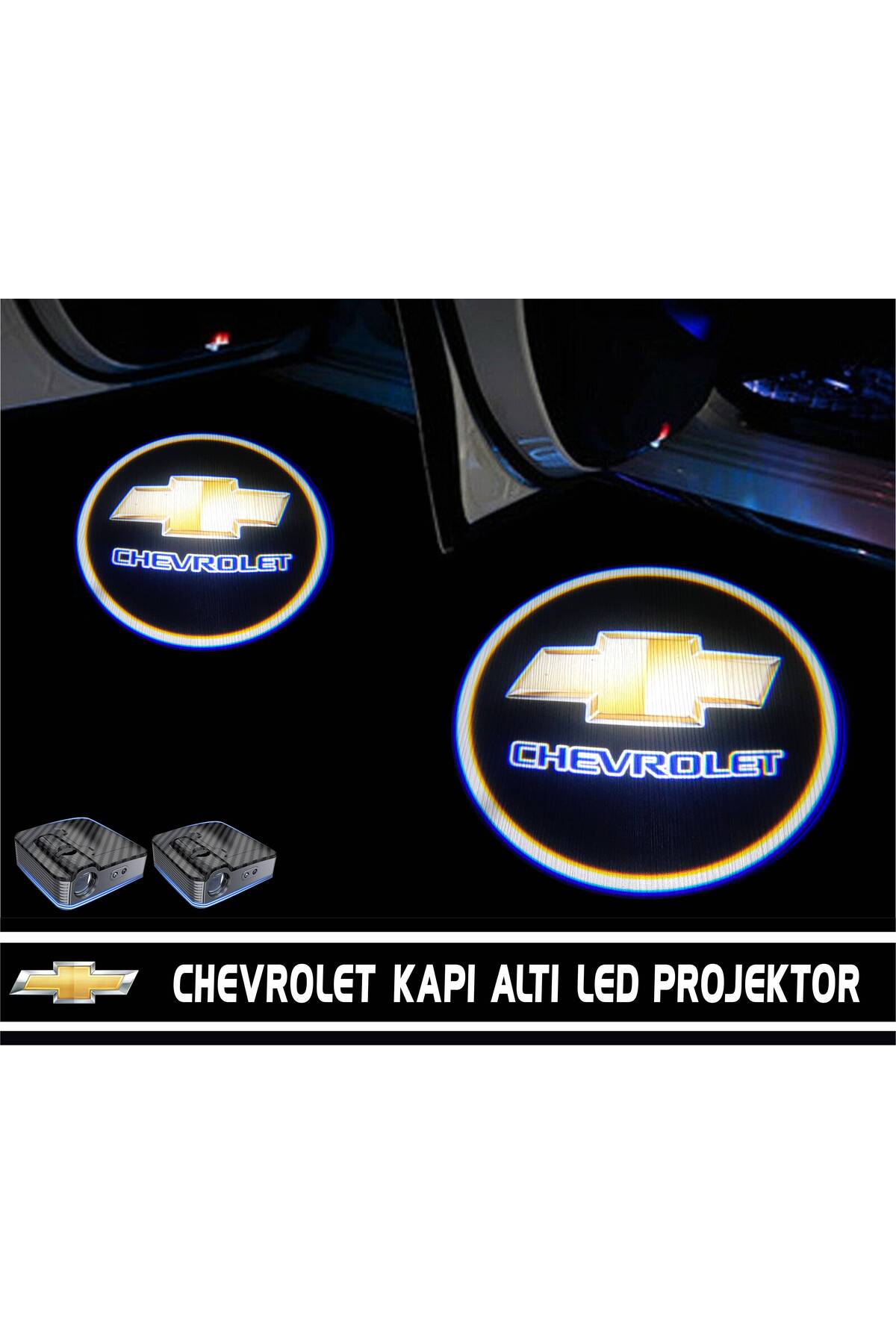 Chevrolet Araçlar Için Pilli Yapıştırmalı Kapı Altı Led Logo