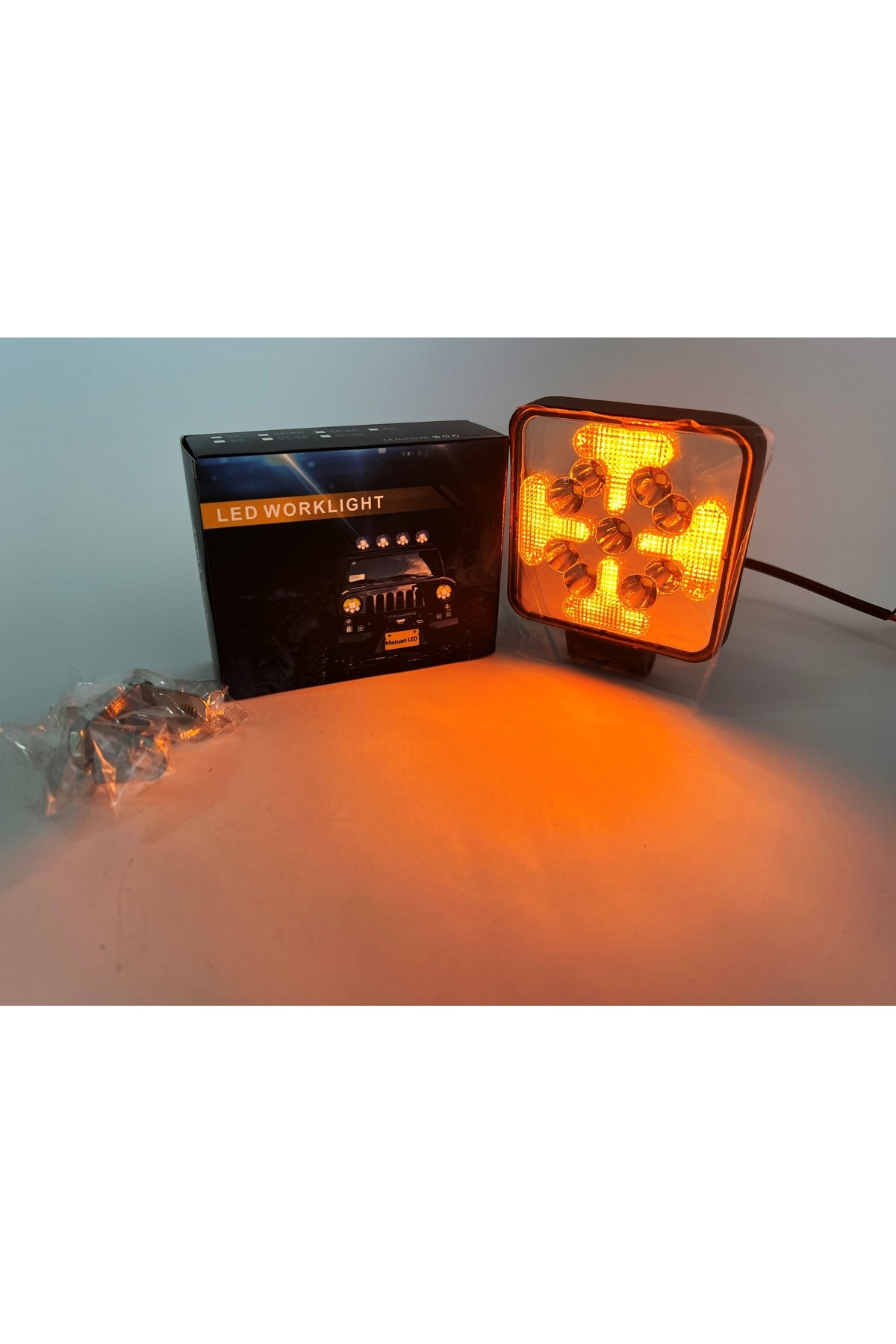 Sm Motors Çift Renk Sinyal Modlu Kare Çalışma Lambası Koyu Turuncu-Beyaz 63Watt SM565890