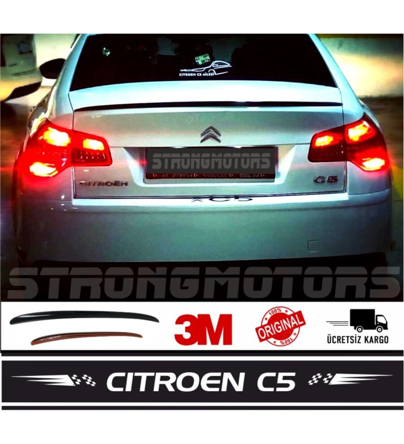 Sm Motors Citroen C5 Bagaj Üstü Spoiler Piano Black Anatomic 115Cm sm80928e03