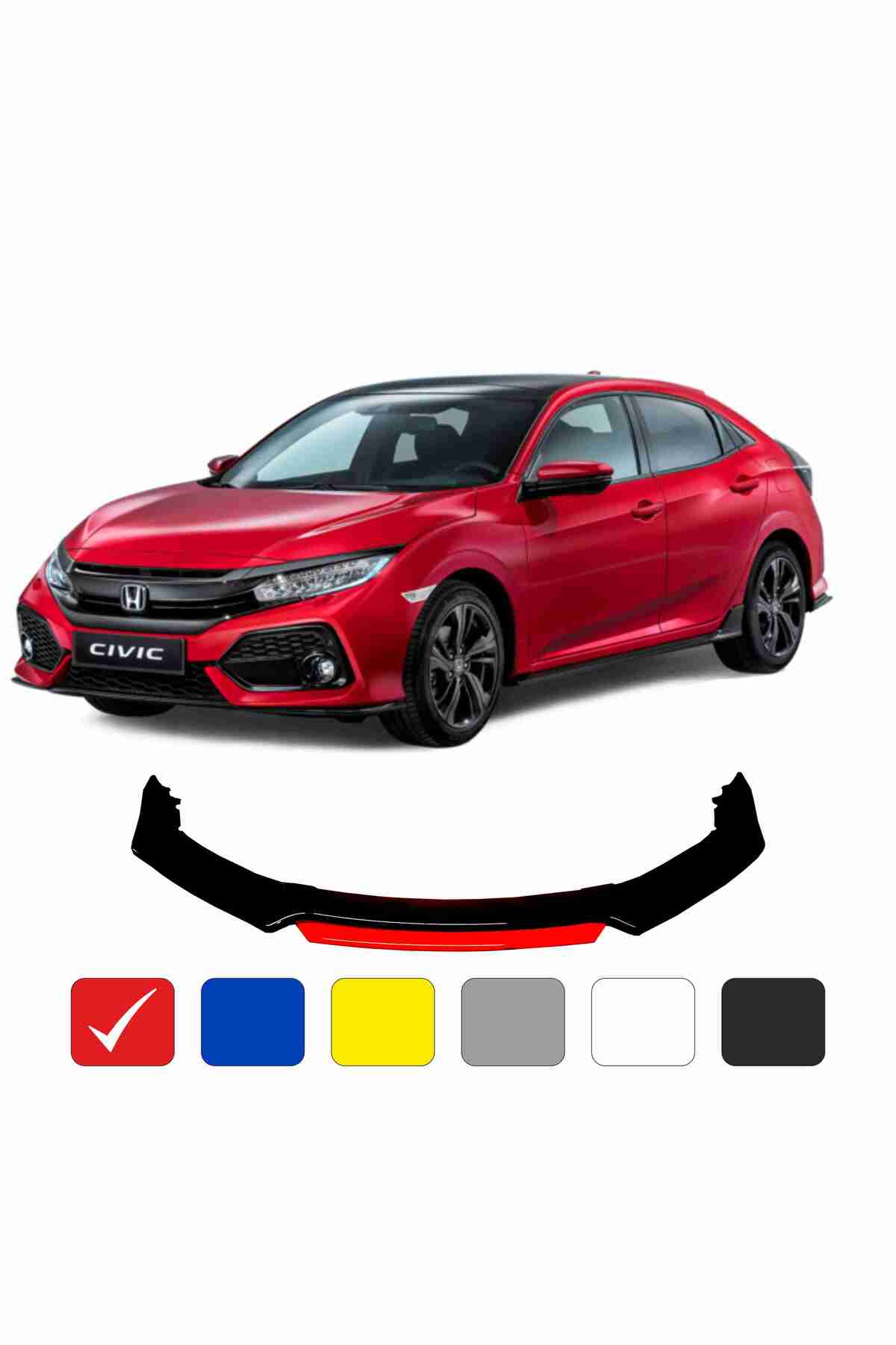 Civic Fc5 Lip 4 Parça Kırmızı