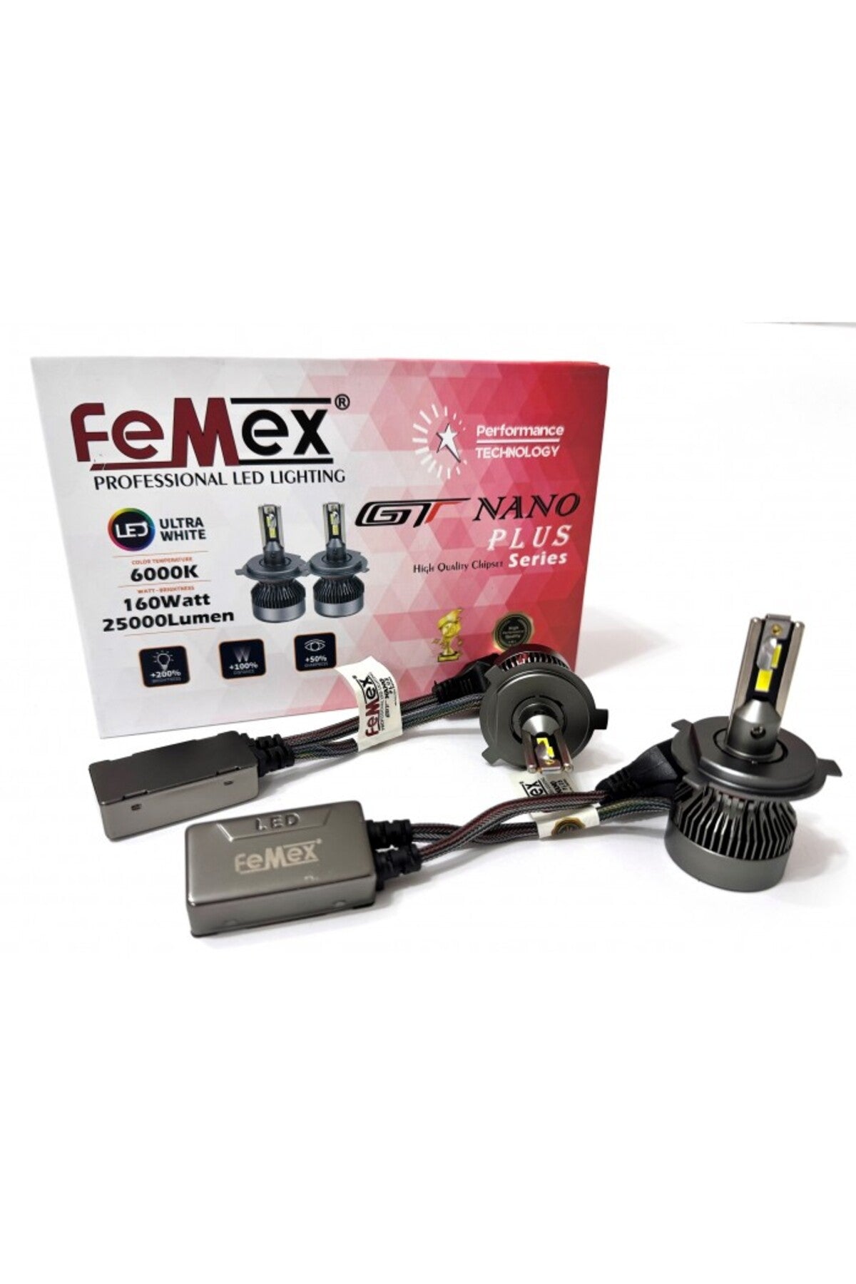 Femex GT Nano Plus Csp LUMILED ROYAL Chipset Radyatör Soğutmalı H4 Led Xenon Far Ampulu