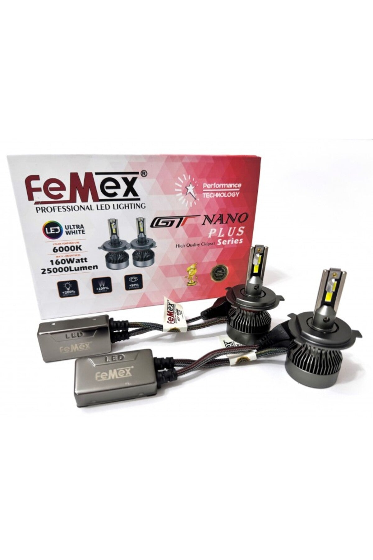 Femex GT Nano Plus Csp LUMILED ROYAL Chipset Radyatör Soğutmalı H4 Led Xenon Far Ampulu