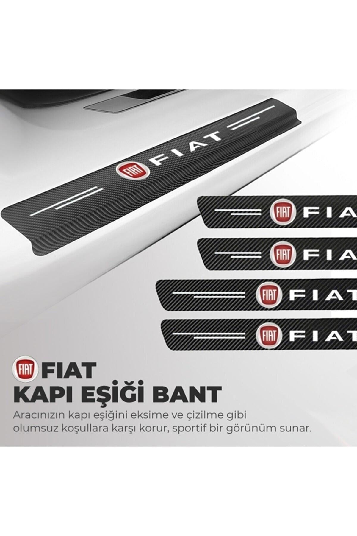 Fiat Logolu Karbon Kapı Eşiği Koruyucu Bant Folyo 4'lü Set