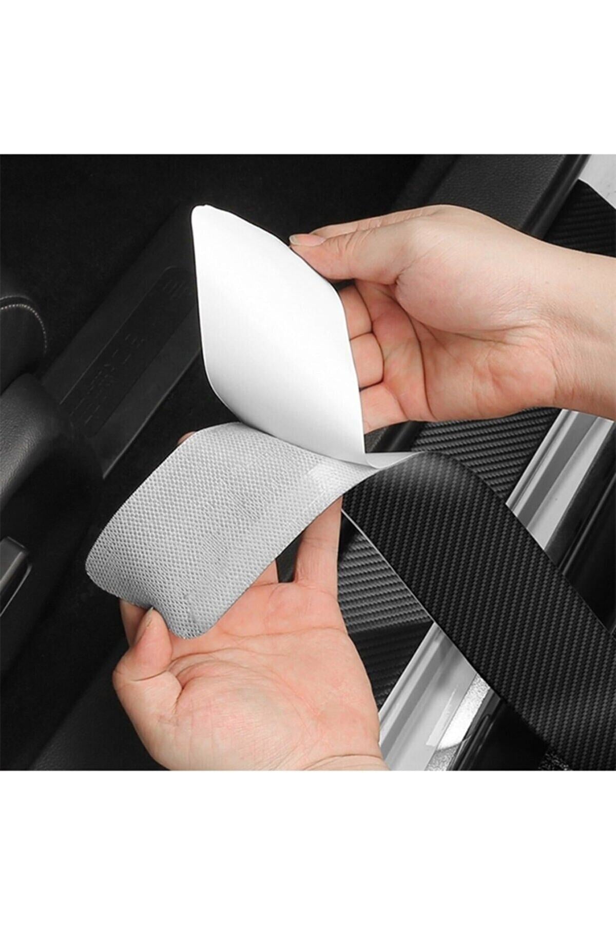 Fiat Logolu Karbon Kapı Eşiği Koruyucu Bant Folyo 4'lü Set