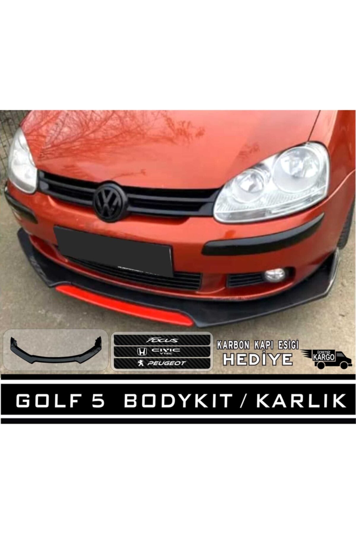 Golf 5 Ön Tampon Eki Kırmızı Lip Karlık
