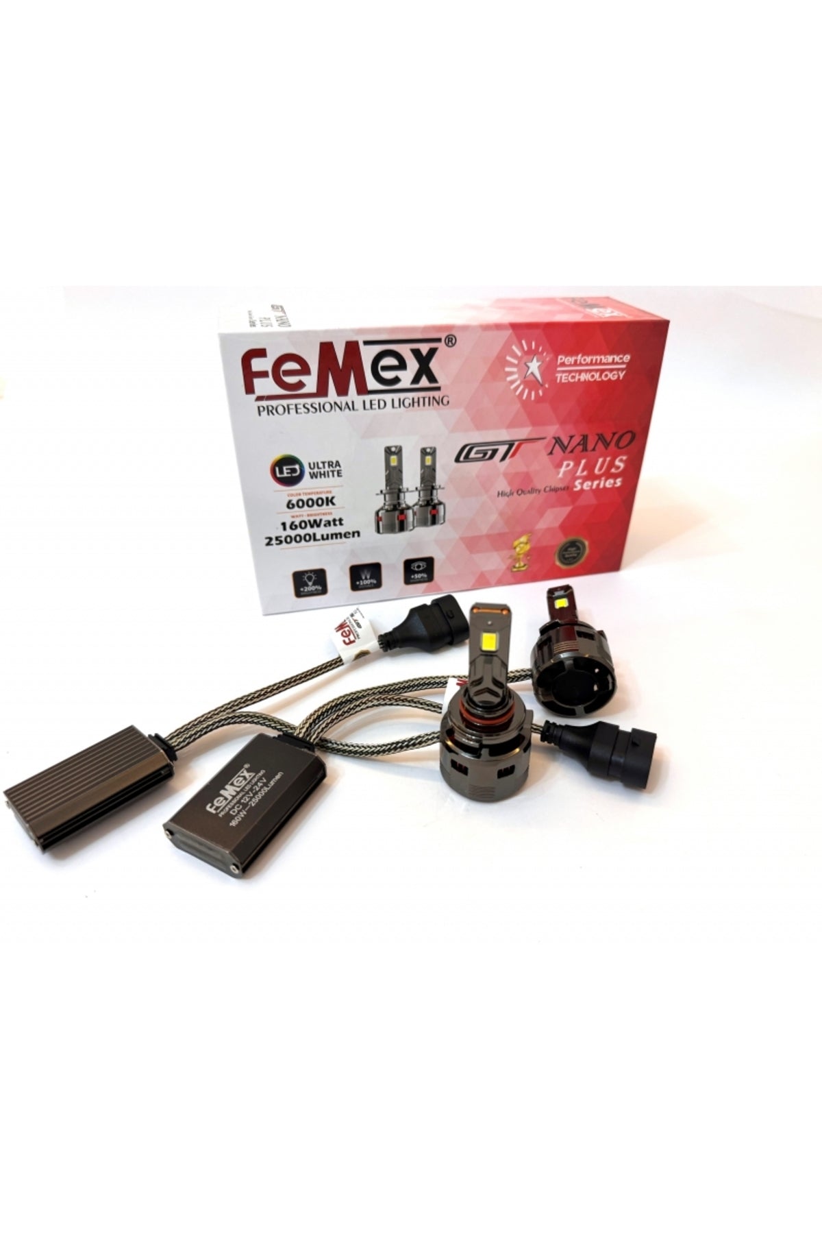 FEMEX HB4 9006 LED XENON LED HEADLİGHT FEMEX GT NANO PLUS CSP LUMILED ROYAL CHİPSET RADYATÖR SOĞUTMALI