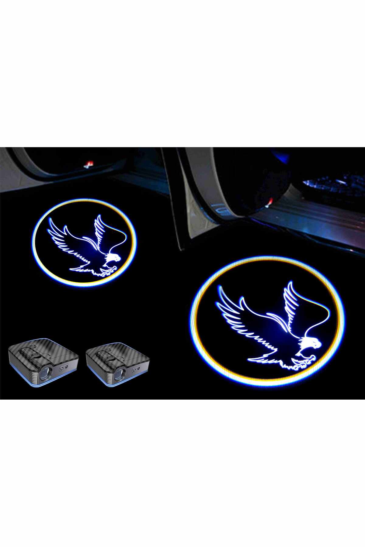 Kartal Figürlü Araçlar İçin Pilli Yapıştırmalı Kapı Altı Led Logo-Projektör