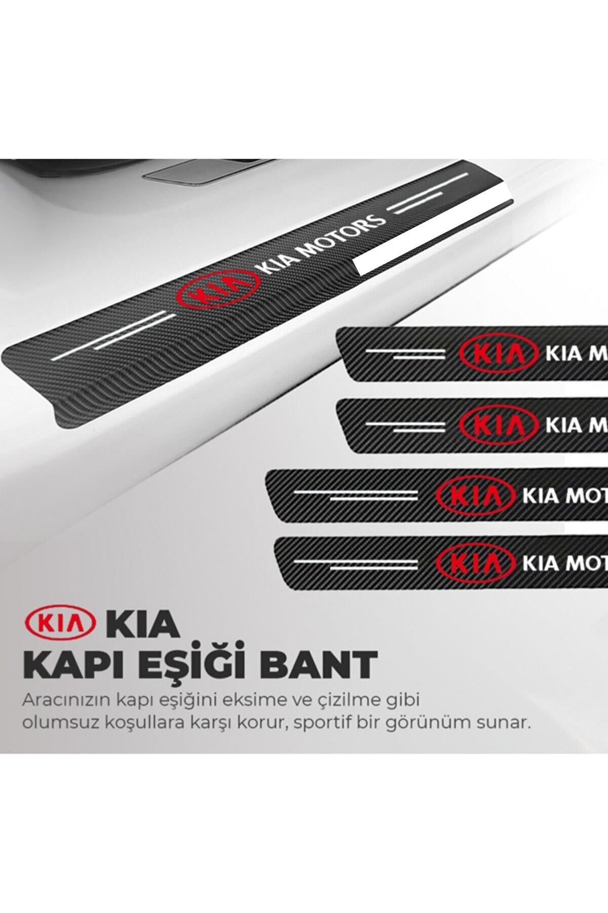 Kia Logolu Karbon Kapı Eşiği Koruyucu Bant Folyo 4'lü Set