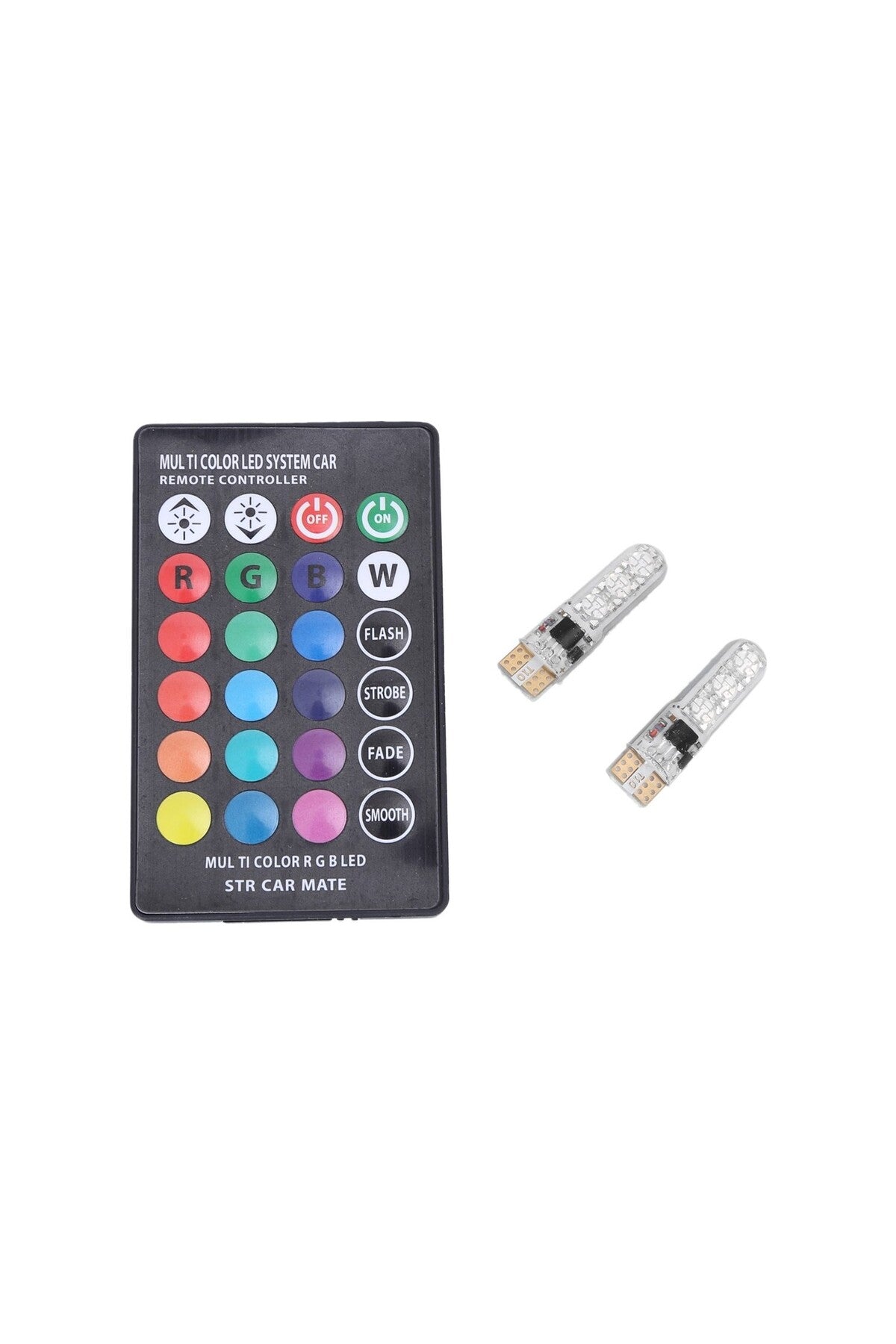 Kumandalı Çakarlı T10 Araç Park Ampulü 18 Led Rgb Park Stop Çakar Lamba Ampül