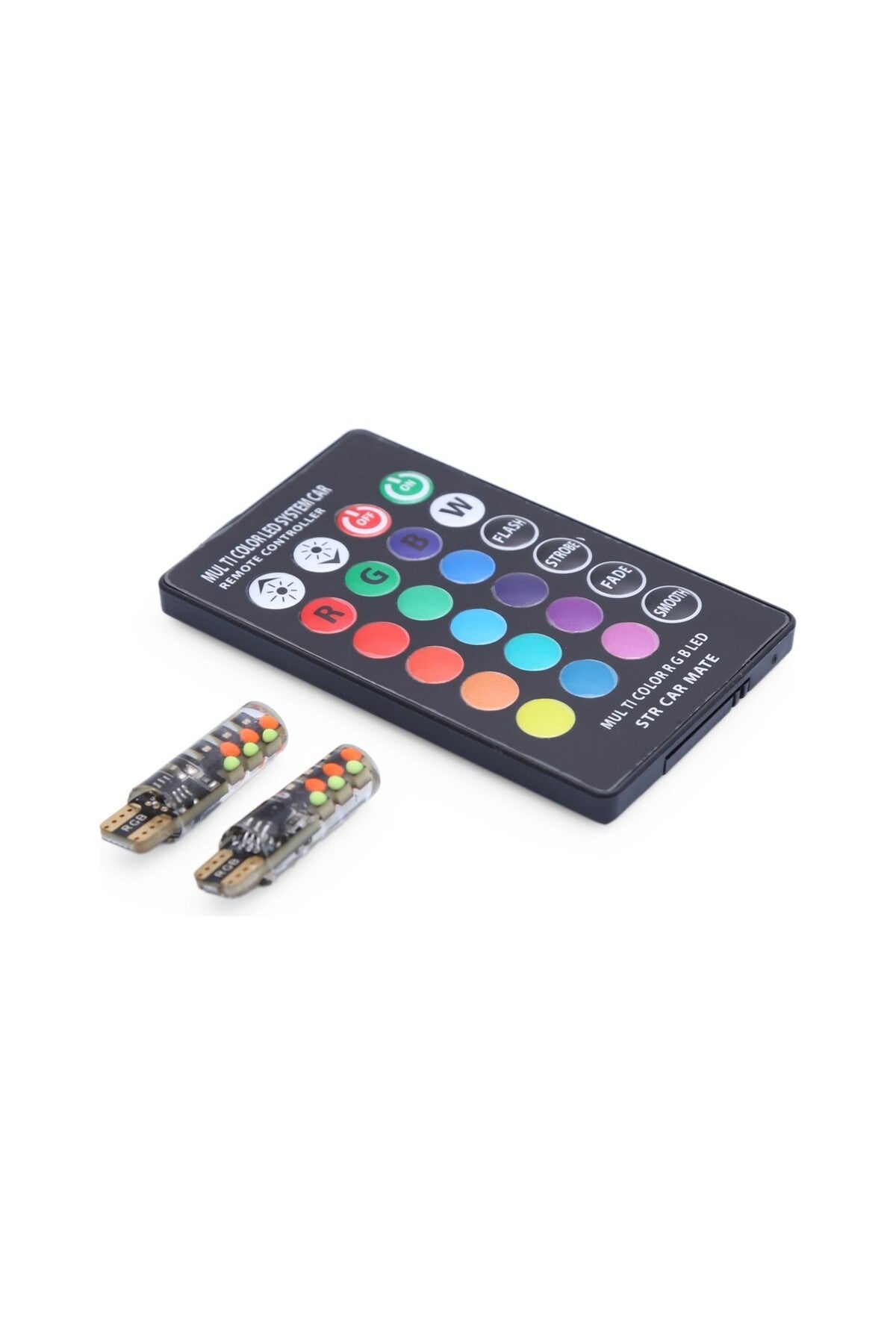Kumandalı Çakarlı T10 Araç Park Ampulü 18 Led Rgb Park Stop Çakar Lamba Ampül