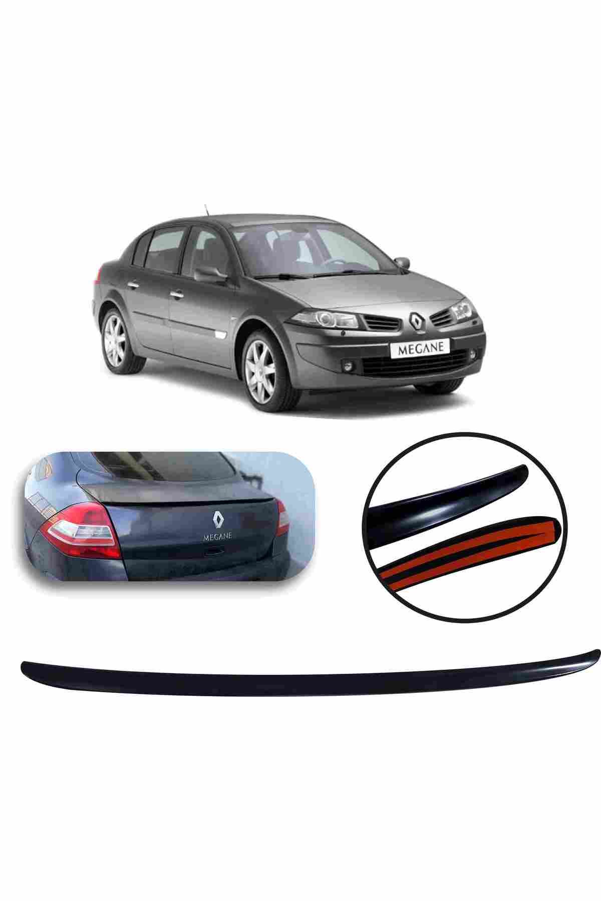 Megane 2 Bagaj Üstü Spoiler Bagaj Çıtası Parlak Siyah 115