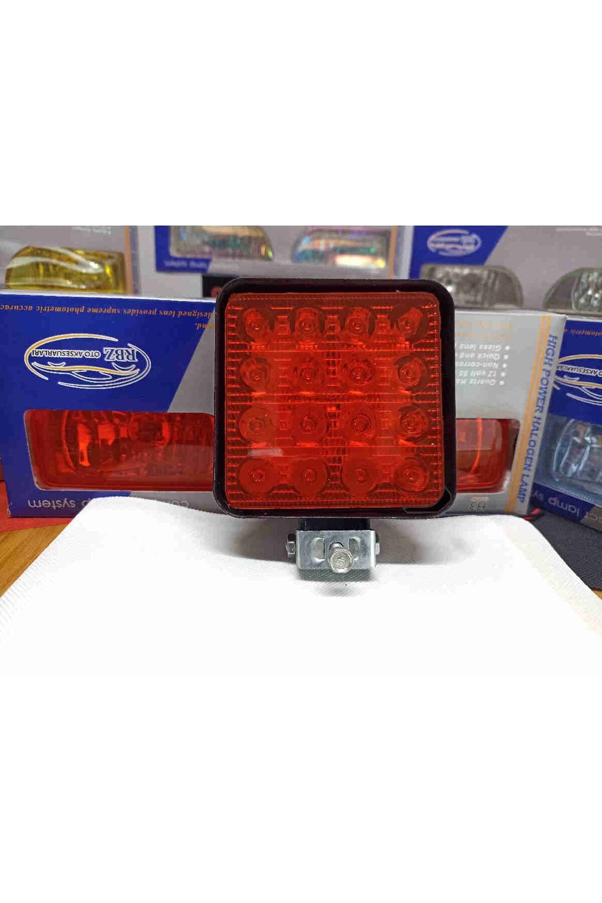 Off Road Sis Farı Sis Lambası 16 Led Kare 2'lİ Paket KIRMIZI