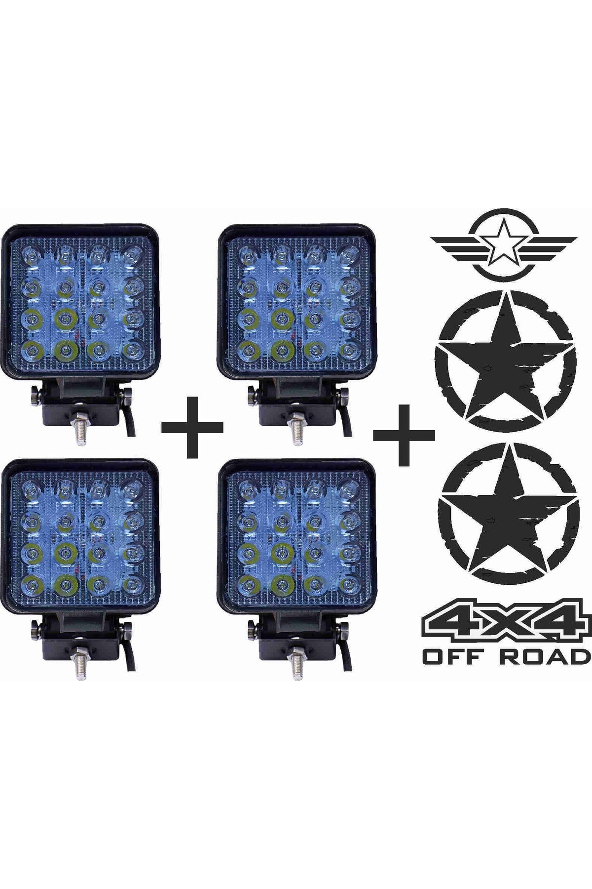 Off Road Sis Farı Sis Lambası 16 Led Kare 4'lü Paket Mavi