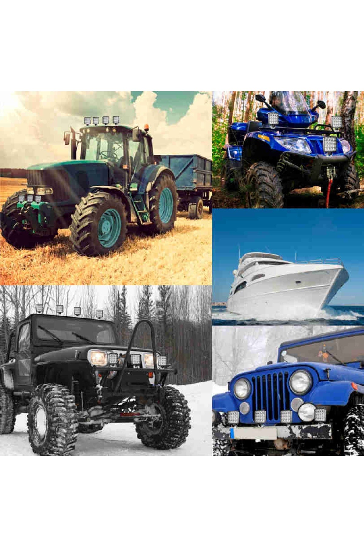 Off Road Sis Farı Sis Lambası 16 Led Kare 4'lü Paket Mavi