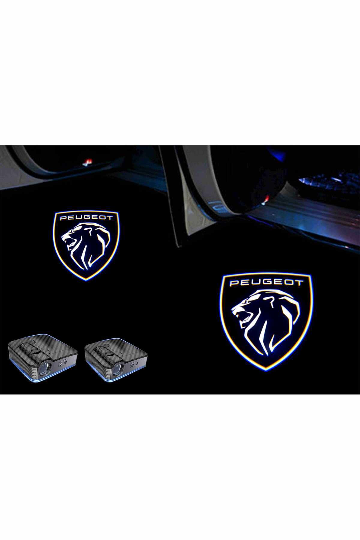 Peugeot New Yeni Logo Araçlar İçin Pilli Yapıştırmalı Kapı Altı Led Logo-Projektör
