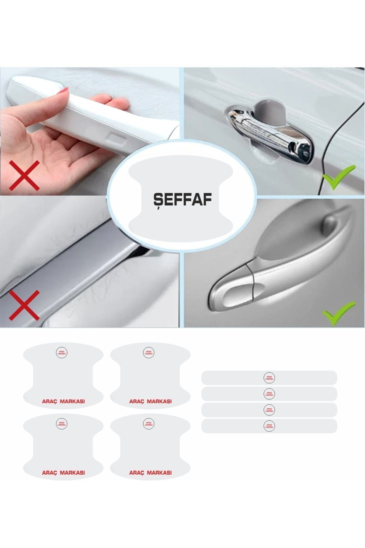 Peugeot Rifter Araçları için Uyumlu Kapı İçi Çizik Önleyi Seti 8'li