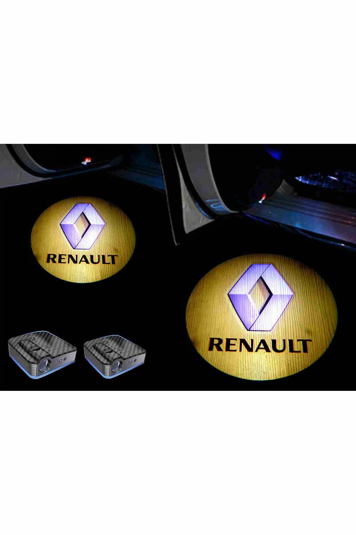 Renault Araçları Için ( Sarı ) Pilli Yapıştırmalı / Esafe Sensörlü Kapı Altı Led Logo / Projektör