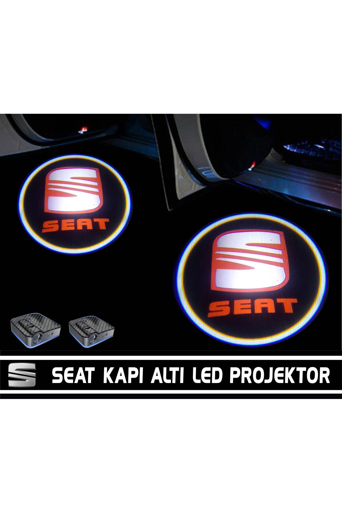 Seat Araçlar Için Pilli Yapıştırmalı Kapı Altı Led Logo