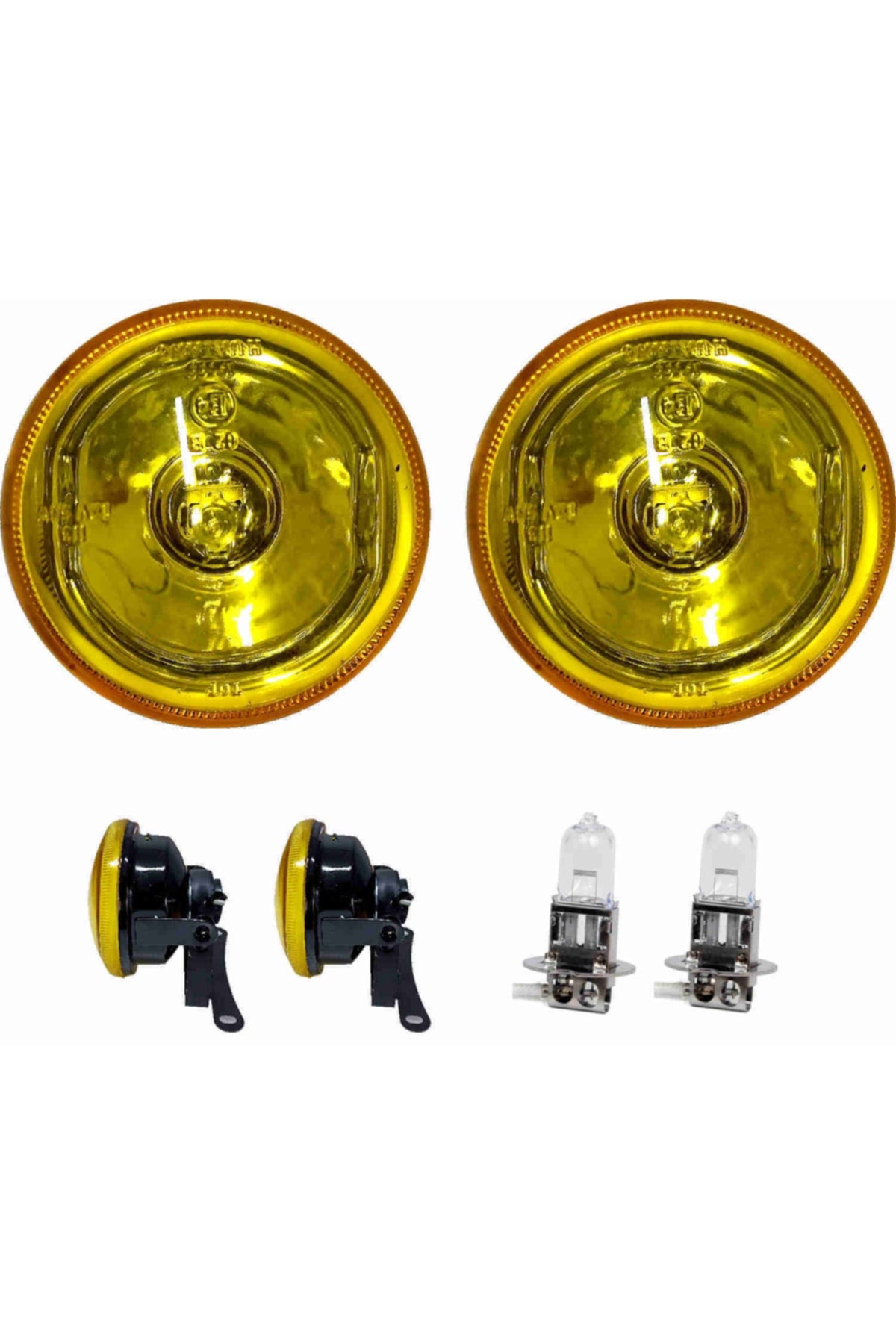 Sis Farı Seti Üniversal 90mm Sarı 2 Adet + H3 Ampül