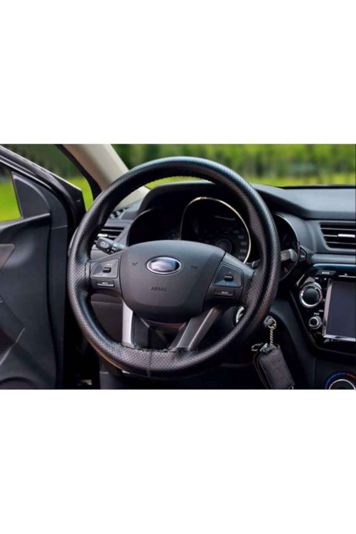 Siyah 1 Sınıf Premium Dikişli Kokusuz Delikli Direksiyon Kılıfı
