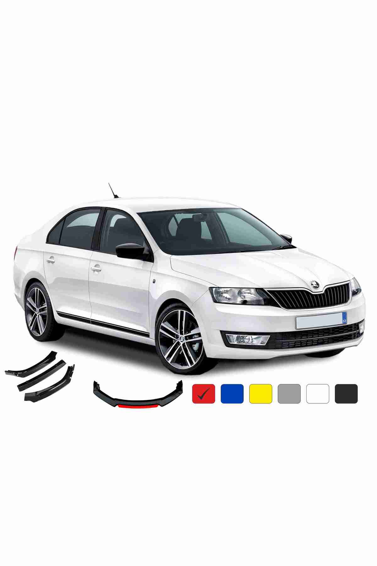 Sm Motors Skoda Rapid Lip 4 Parça Kırmızı / Tampon Eki TYC00212404111
