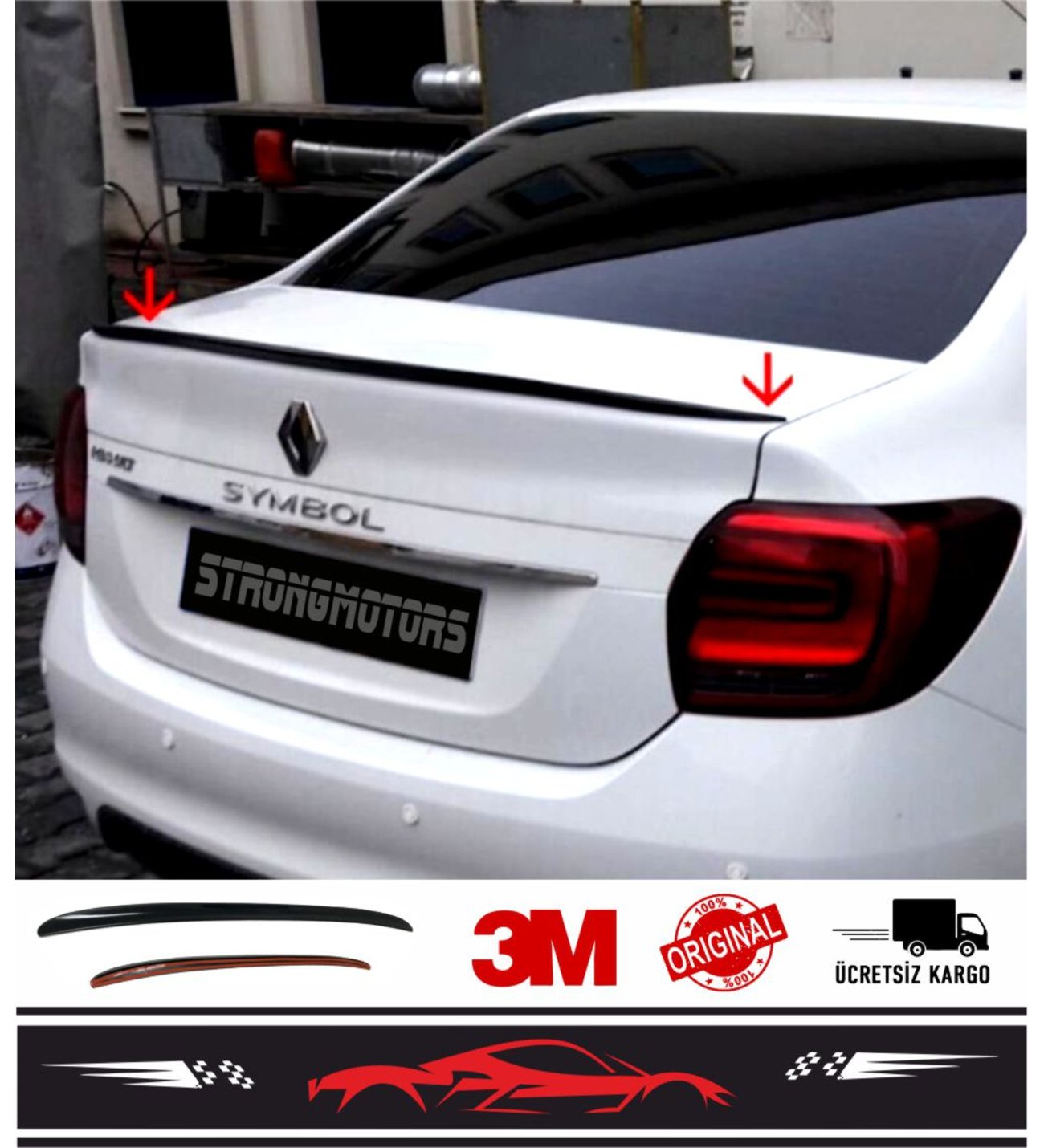 Spoiler Renault Symbol Bagaj Üzeri Çıta Spoiler Pianoblack 120Cm
