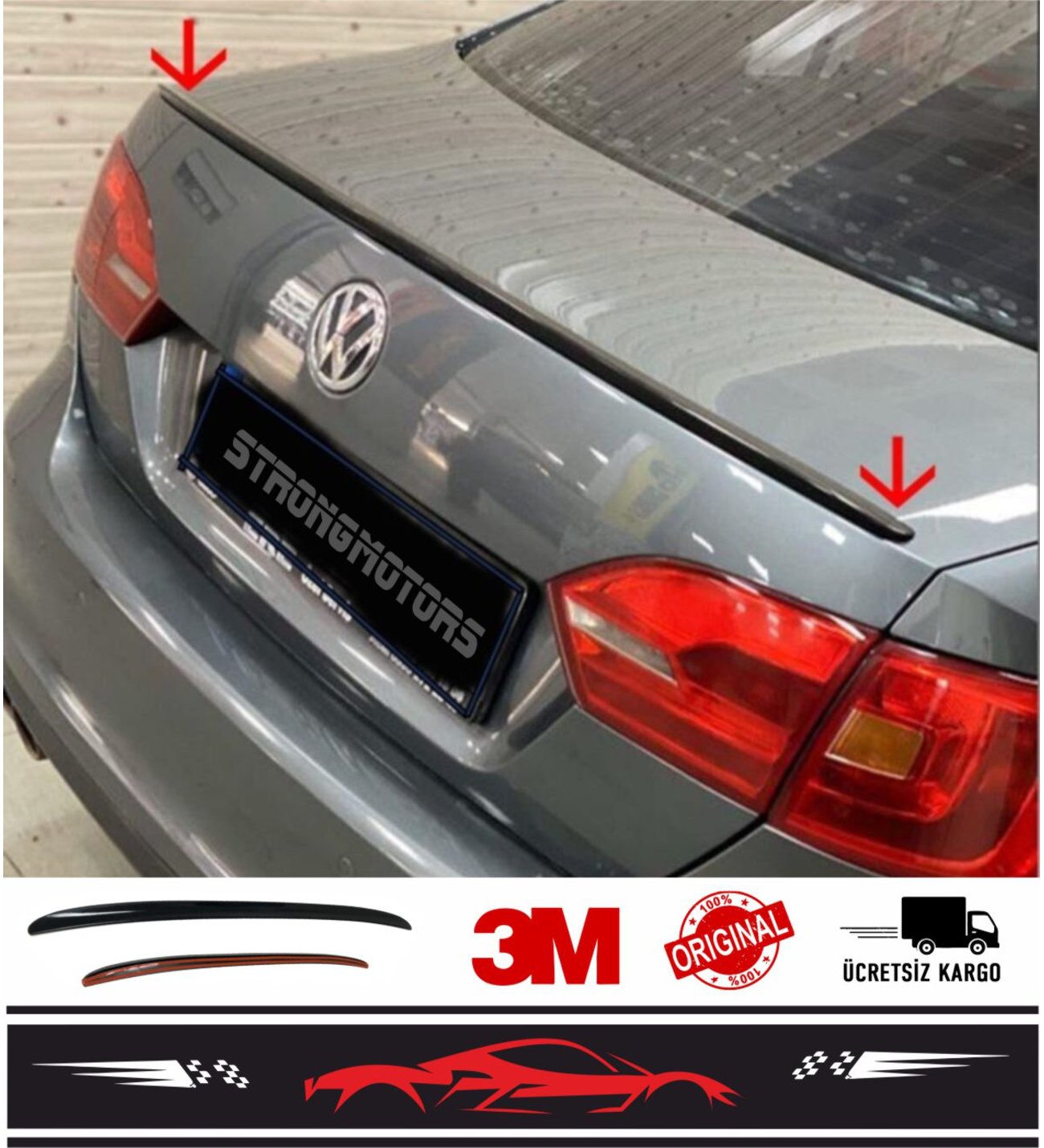 Spoiler Vw Jetta Bagaj Üzeri Çıta Spoiler Pianoblack 120