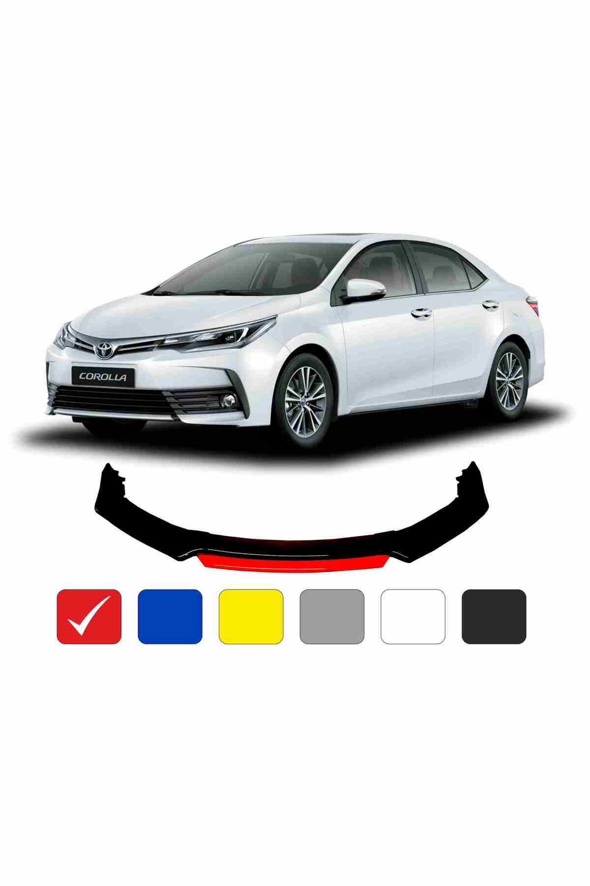 Toyota Corolla Lip 4 Parça Kırmızı / Tampon Eki