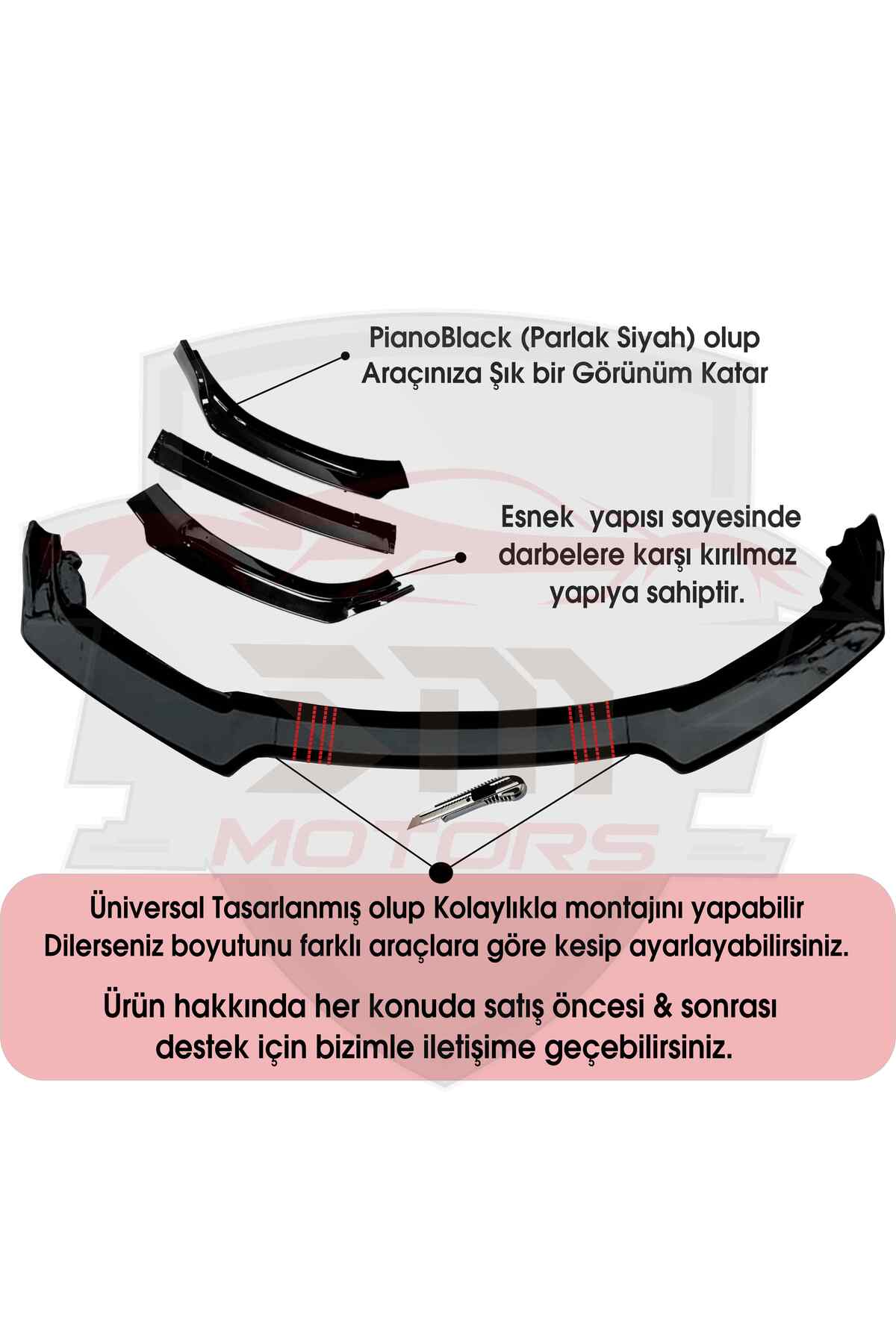 Sm Motors Volkswagen Passat B7 B8 Ön Tampon Eki Bodykit Karlık Lip123PİONABLACK2110